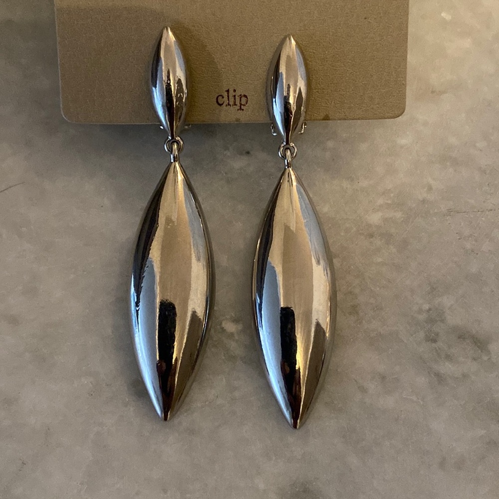 Silver drop clip earrings